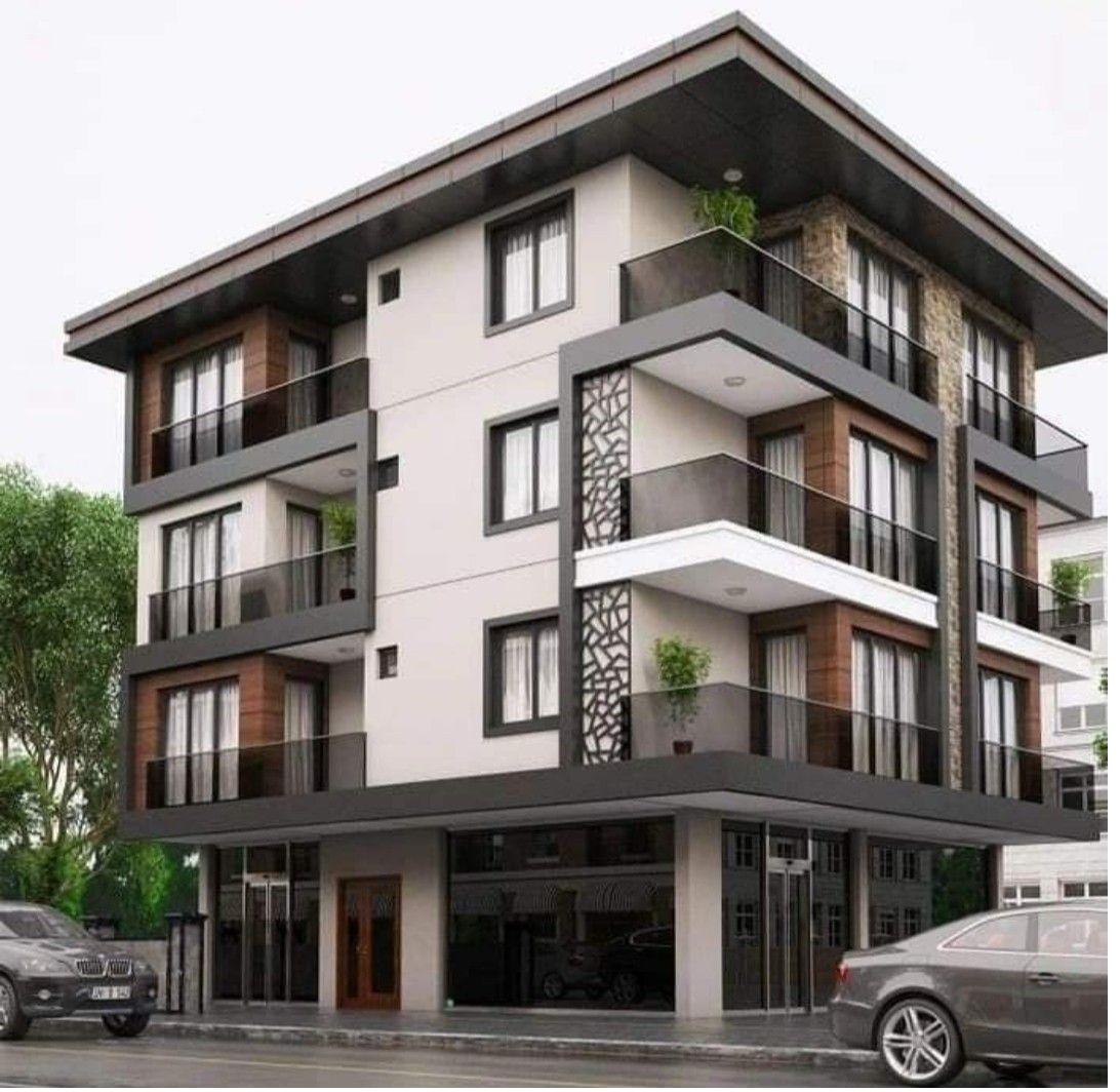 Beyaz koyu çerçeve modern cephe