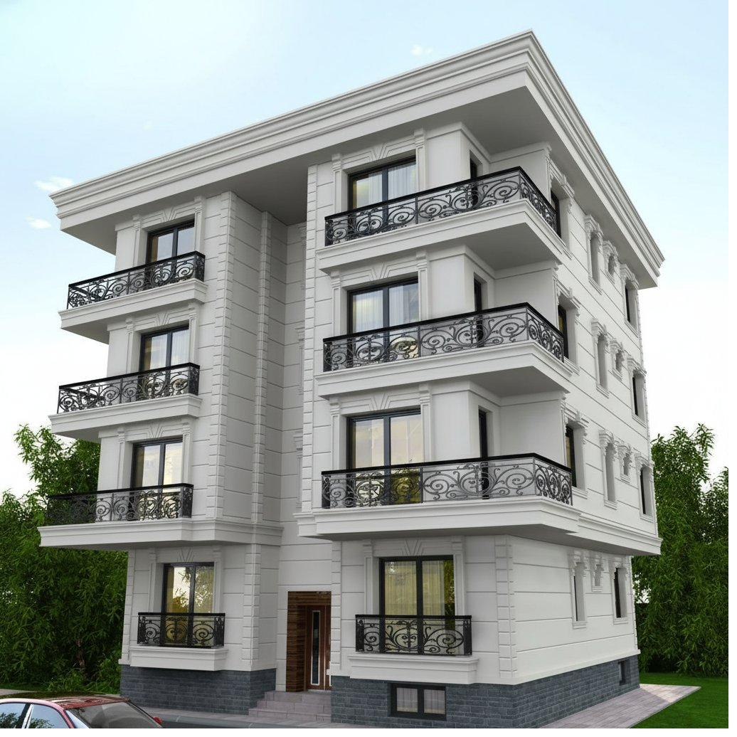Klasik beyaz dövme demir balkon